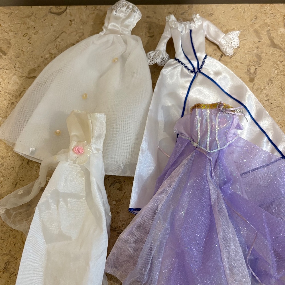 Vintage set of 4 Barbie Gowns.